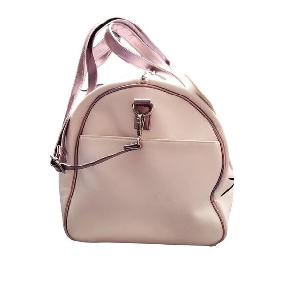 Underonesky White &  Metallic Pink Kitty Cat Weekender Travel Vacation Bag - Picture 4 of 12